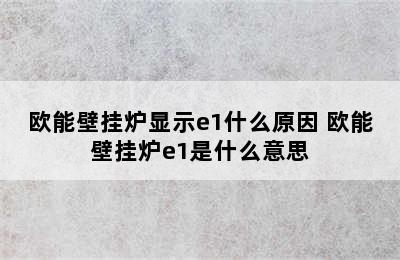 欧能壁挂炉显示e1什么原因 欧能壁挂炉e1是什么意思